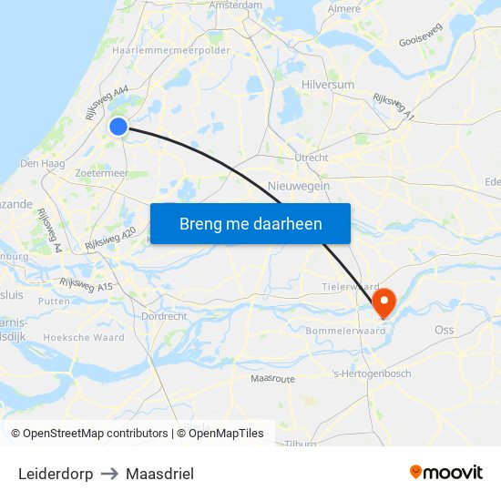 Leiderdorp to Maasdriel map