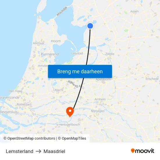 Lemsterland to Maasdriel map