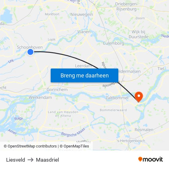 Liesveld to Maasdriel map