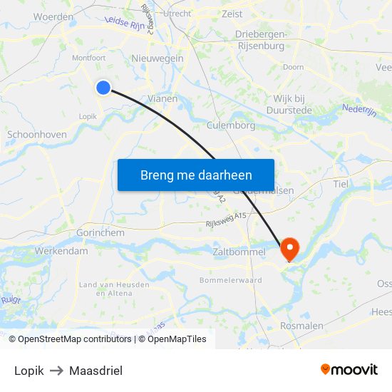 Lopik to Maasdriel map