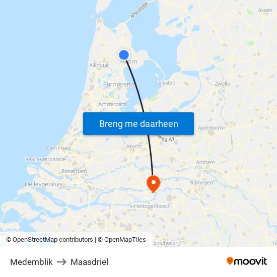 Medemblik to Maasdriel map