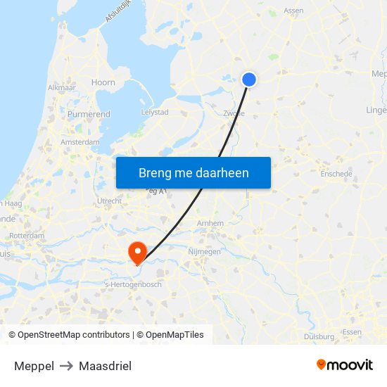 Meppel to Maasdriel map