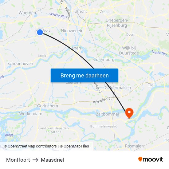 Montfoort to Maasdriel map