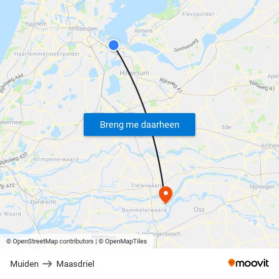 Muiden to Maasdriel map