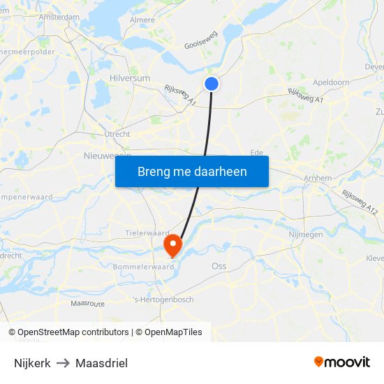 Nijkerk to Maasdriel map