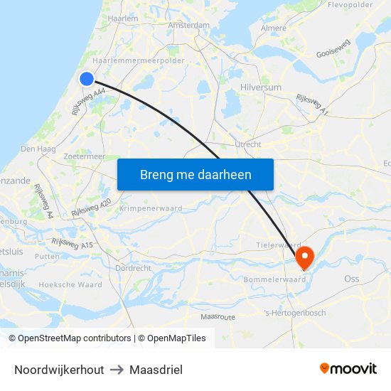 Noordwijkerhout to Maasdriel map