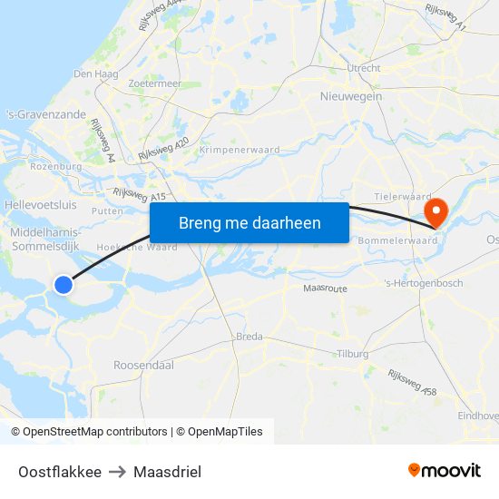 Oostflakkee to Maasdriel map