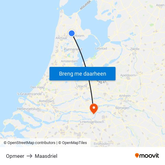 Opmeer to Maasdriel map