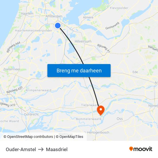 Ouder-Amstel to Maasdriel map