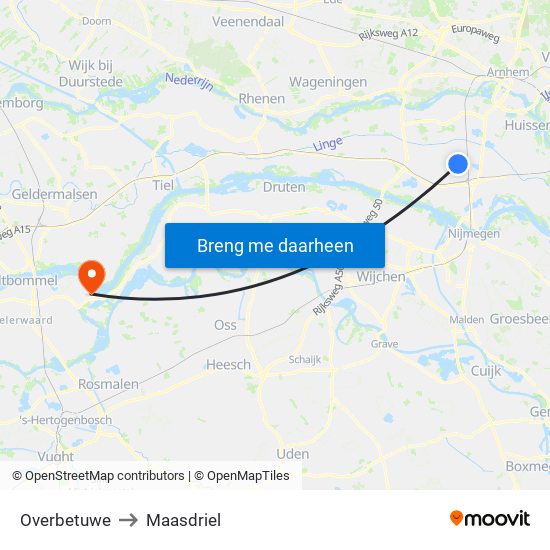 Overbetuwe to Maasdriel map