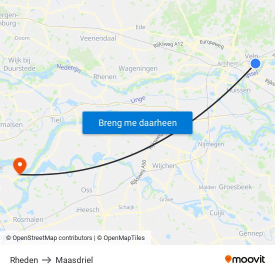 Rheden to Maasdriel map