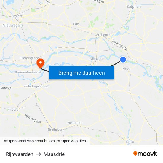 Rijnwaarden to Maasdriel map