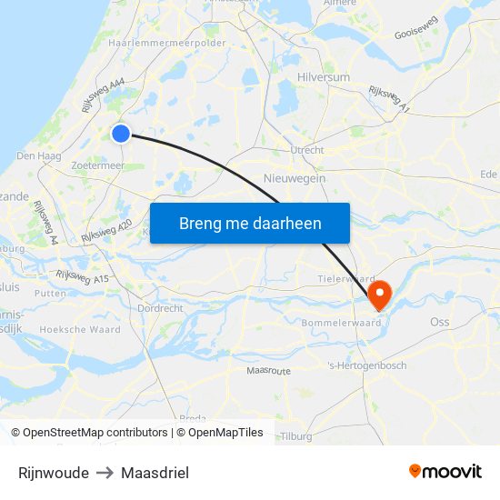 Rijnwoude to Maasdriel map