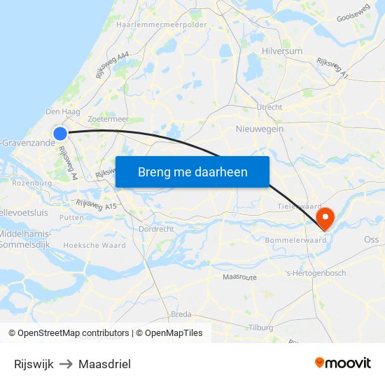 Rijswijk to Maasdriel map