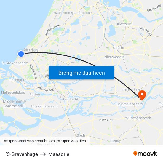 'S-Gravenhage to Maasdriel map