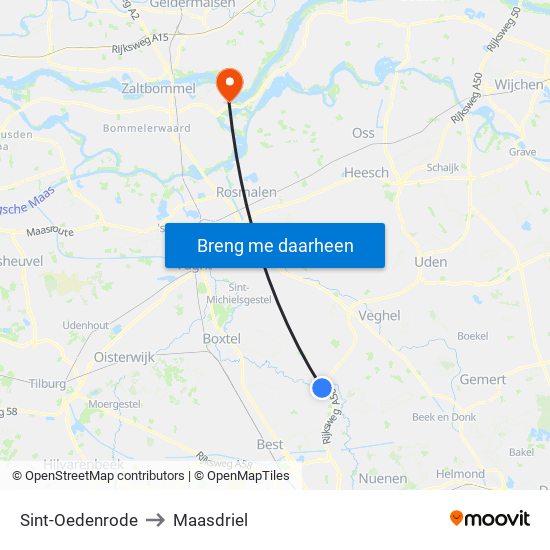 Sint-Oedenrode to Maasdriel map