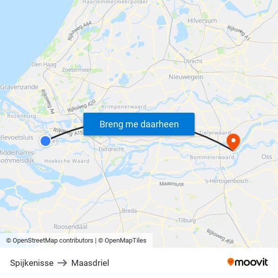Spijkenisse to Maasdriel map