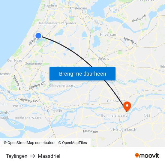 Teylingen to Maasdriel map