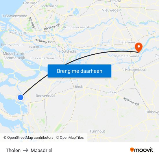 Tholen to Maasdriel map