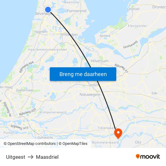 Uitgeest to Maasdriel map