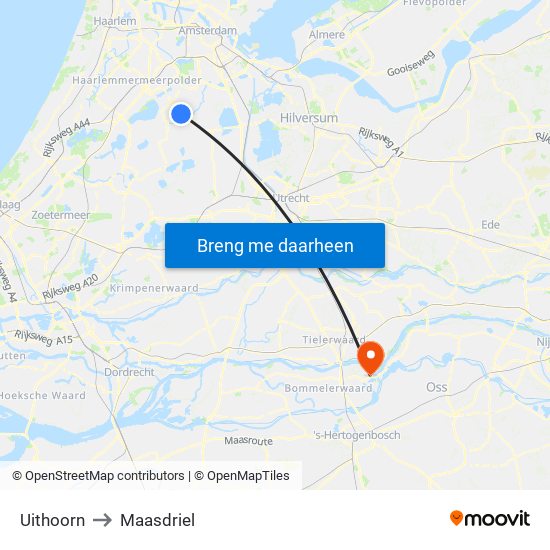 Uithoorn to Maasdriel map