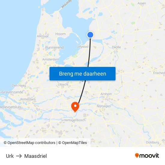 Urk to Maasdriel map