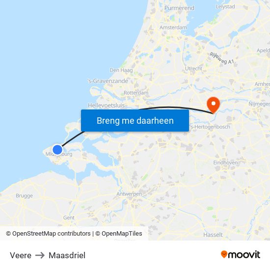 Veere to Maasdriel map
