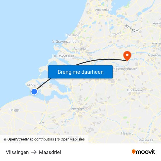 Vlissingen to Maasdriel map
