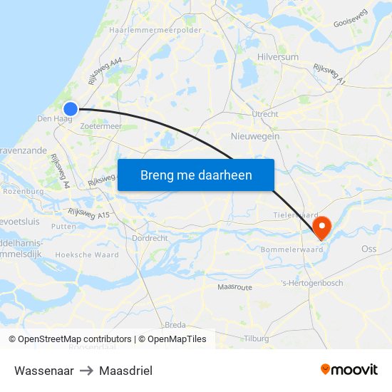 Wassenaar to Maasdriel map