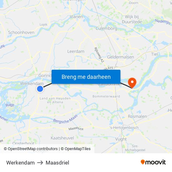 Werkendam to Maasdriel map