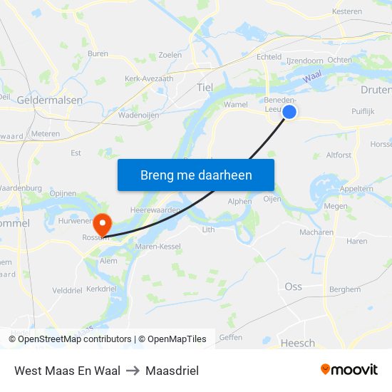 West Maas En Waal to Maasdriel map