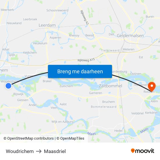 Woudrichem to Maasdriel map