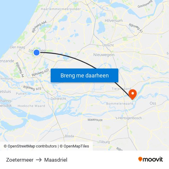 Zoetermeer to Maasdriel map