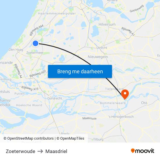 Zoeterwoude to Maasdriel map