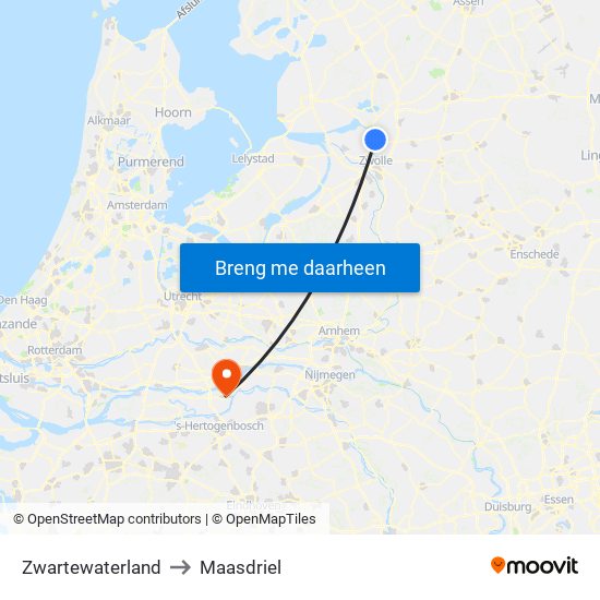 Zwartewaterland to Maasdriel map