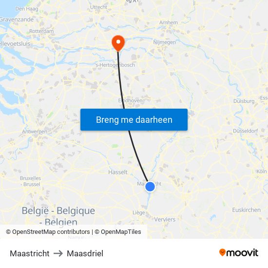Maastricht to Maasdriel map
