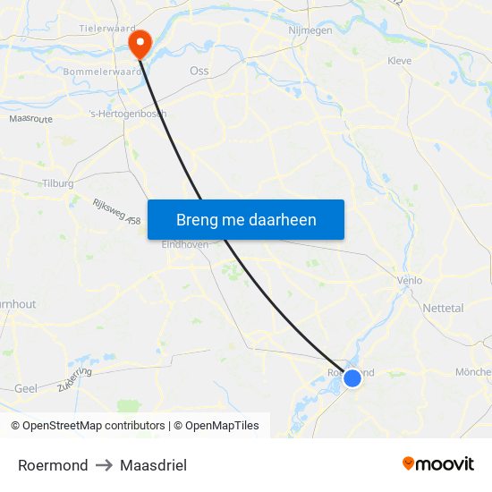 Roermond to Maasdriel map