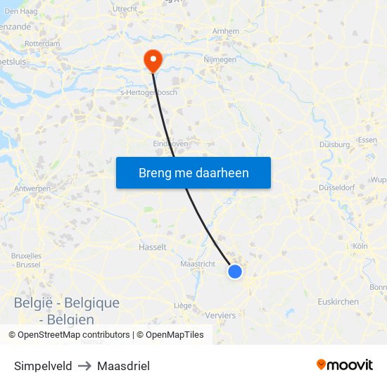 Simpelveld to Maasdriel map