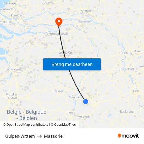 Gulpen-Wittem to Maasdriel map
