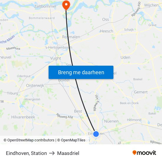Eindhoven, Station to Maasdriel map