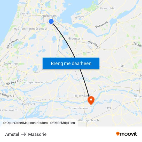 Amstel to Maasdriel map