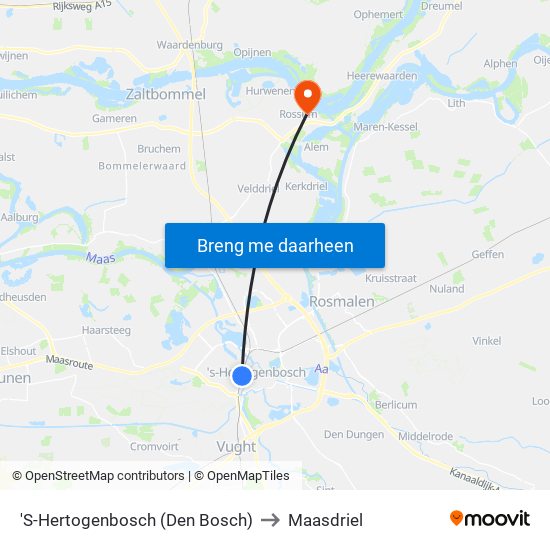 'S-Hertogenbosch (Den Bosch) to Maasdriel map