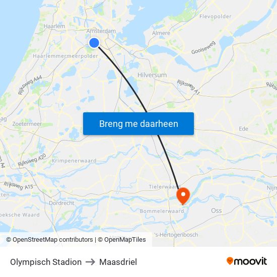 Olympisch Stadion to Maasdriel map