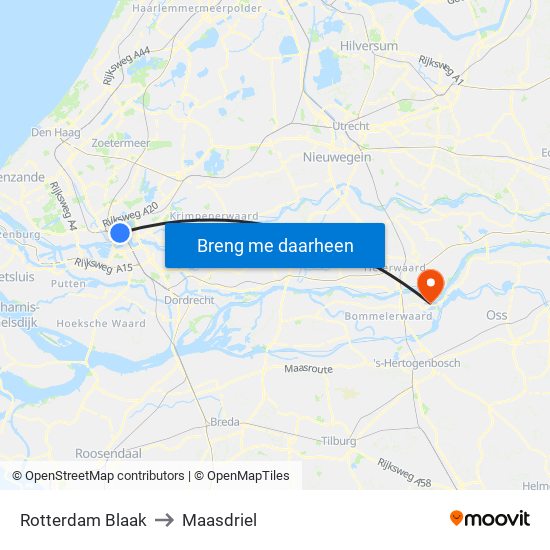 Rotterdam Blaak to Maasdriel map
