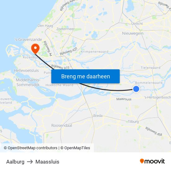 Aalburg to Maassluis map