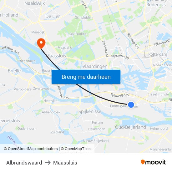 Albrandswaard to Maassluis map