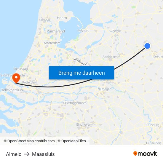 Almelo to Maassluis map