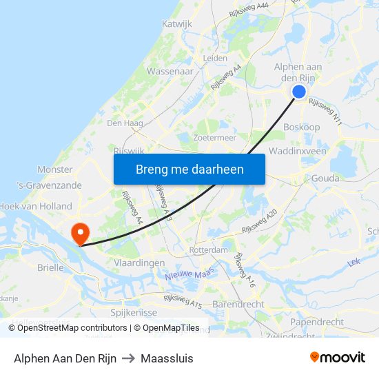Alphen Aan Den Rijn to Maassluis map