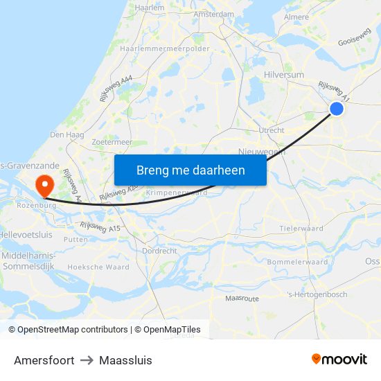 Amersfoort to Maassluis map