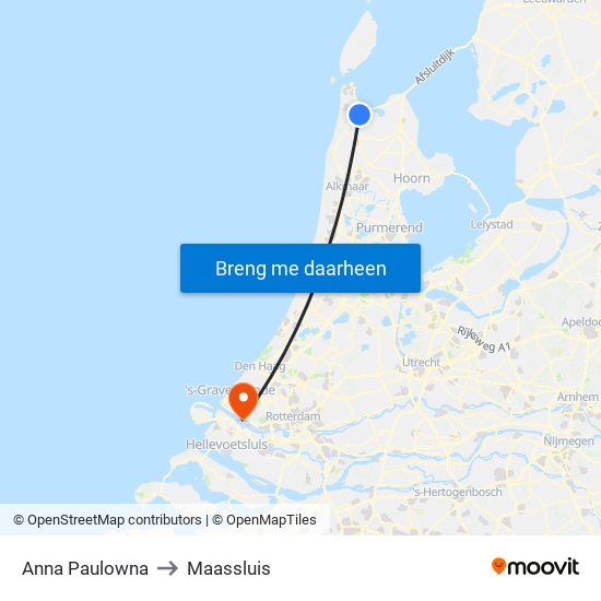 Anna Paulowna to Maassluis map